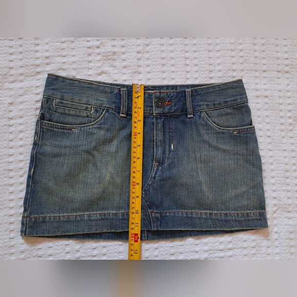 Mossimo Mini Denim Skirt SZ 7 Womens Blue Wash Front Zipper - Picture 5 of 5